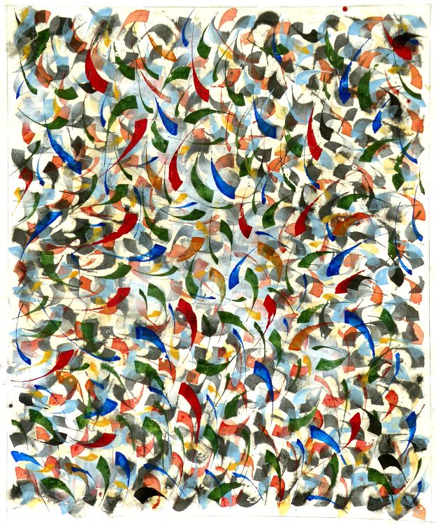 minnows glittering in water,  55x47